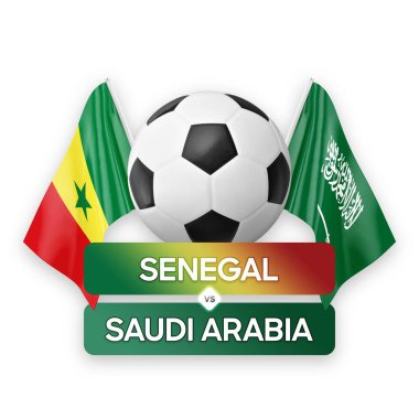 Senegal Suudi Arabistan 'a karşı milli takımlar futbol maçı konsepti.