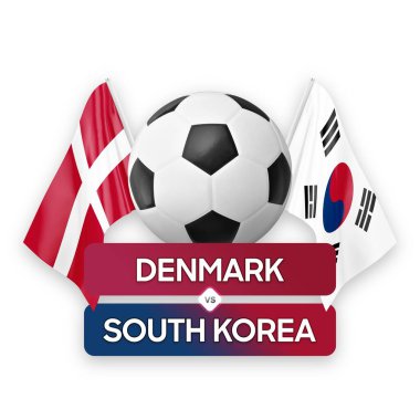Danimarka, Güney Kore milli takımlarına karşı futbol maçı konsepti.