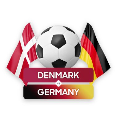 Danimarka Almanya 'ya karşı milli takımlar futbol müsabakası konsepti.