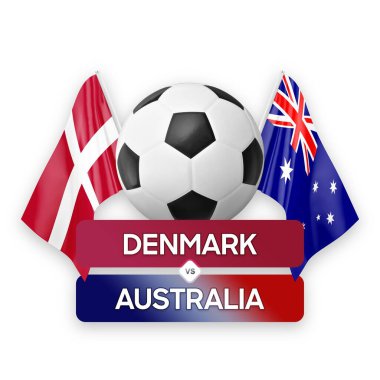 Danimarka, Avustralya milli takımlarına karşı futbol maçı konsepti.