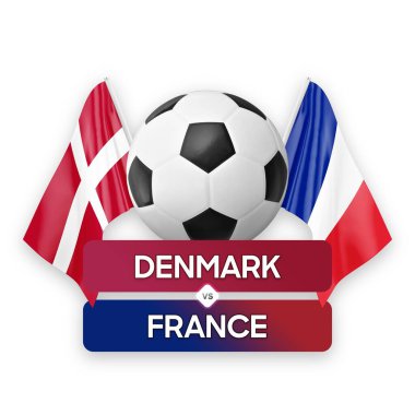 Danimarka Fransa milli takımlarına karşı futbol müsabakası konsepti.