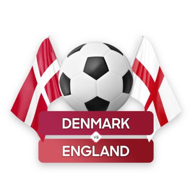 Danimarka İngiltere milli takımlarına karşı futbol müsabakası konsepti.