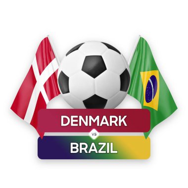 Danimarka Brezilya milli takımlarına karşı futbol müsabakası konsepti.