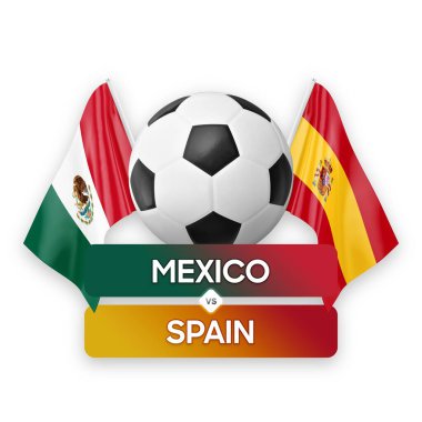 Meksika İspanya milli takımlarına karşı futbol müsabakası konsepti.