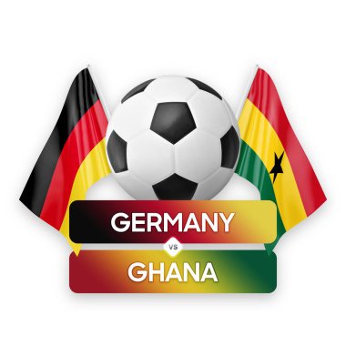 Almanya Gana milli takımlarına karşı futbol maçı konsepti.