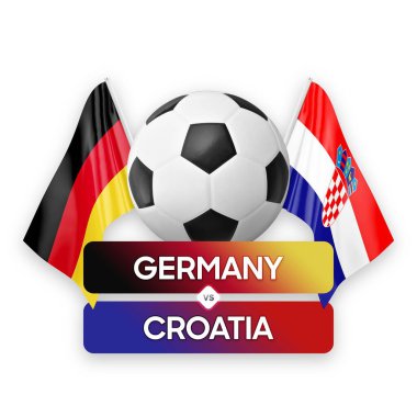 Almanya Hırvatistan milli takımlarına karşı futbol maçı konsepti.