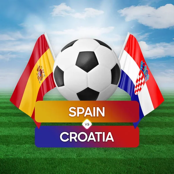 Spagna Contro Croazia Squadre Nazionali Calcio Partita Calcio Concetto Competizione — Foto Stock