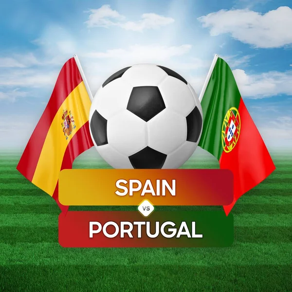Spain Portugal National Teams Soccer Football Match Competition Concept — Stock Photo, Image