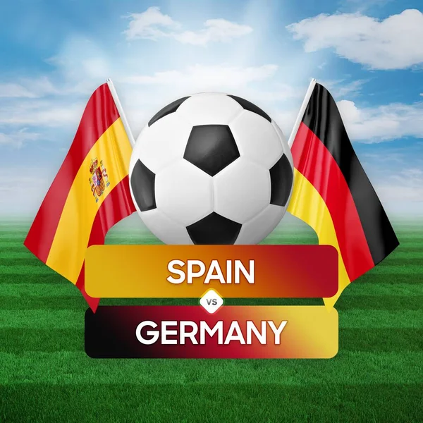 Іспанія Проти Німеччини Концепція Футбольного Змагання Футболу — стокове фото