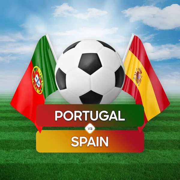 Portugal Spain National Teams Soccer Football Match Competition Concept — Stock Photo, Image