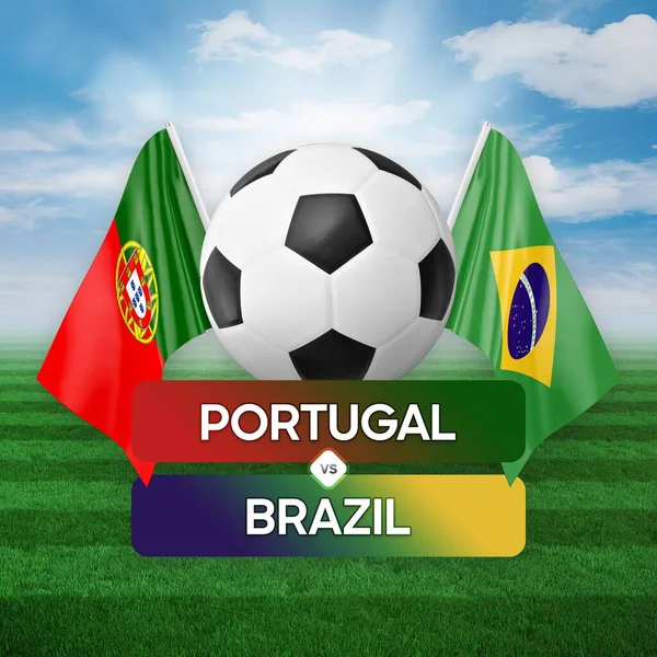 Πορτογαλία Εναντίον Της Βραζιλίας Εθνικές Ομάδες Ποδοσφαίρου Αγώνα Έννοια Του — Φωτογραφία Αρχείου