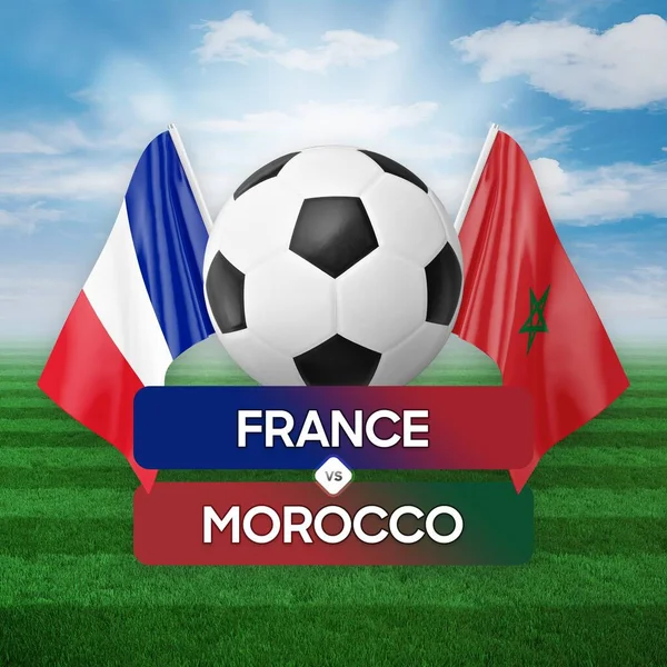 Fransa Fas milli takımlarına karşı futbol müsabakası konsepti.