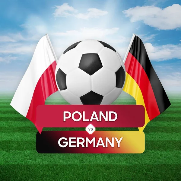 Πολωνία Εναντίον Γερμανίας Εθνικές Ομάδες Ποδοσφαιρικός Αγώνας Έννοια Του Διαγωνισμού — Φωτογραφία Αρχείου