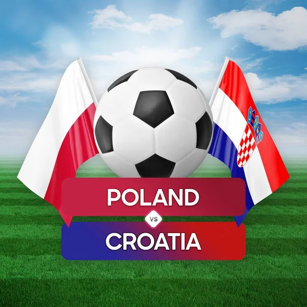 stock image Poland vs Croatia national teams soccer football match competition concept.