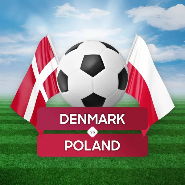 stock image Denmark vs Poland national teams soccer football match competition concept.