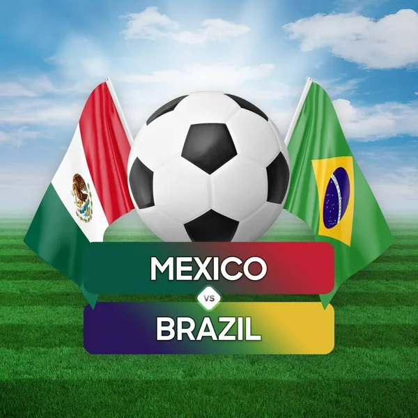 墨西哥对巴西国家足球队足球比赛概念 — 图库照片