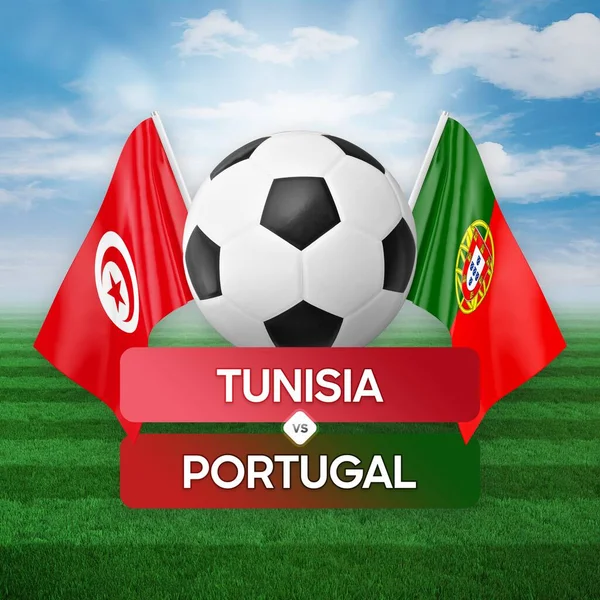 Tunesien Mod Portugal Landshold Fodbold Fodboldkamp Konkurrence Koncept - Stock-foto
