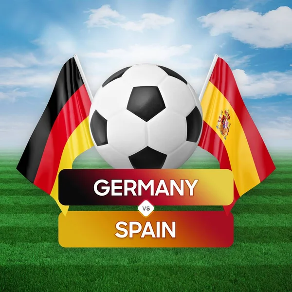 Γερμανία Εναντίον Ισπανίας Εθνικές Ομάδες Ποδοσφαιρική Έννοια Αγώνα Ποδοσφαίρου — Φωτογραφία Αρχείου