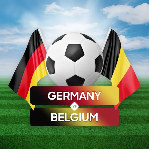 Almanya Belçika Milli Takımlarına Karşı Futbol Müsabakası Konsepti — Stok fotoğraf