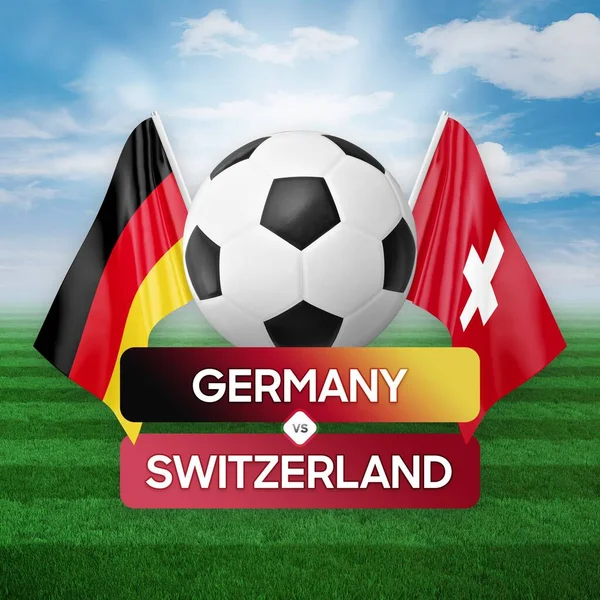 Γερμανία Εναντίον Ελβετίας Εθνικές Ομάδες Ποδοσφαιρική Έννοια Αγώνα Ποδοσφαίρου — Φωτογραφία Αρχείου