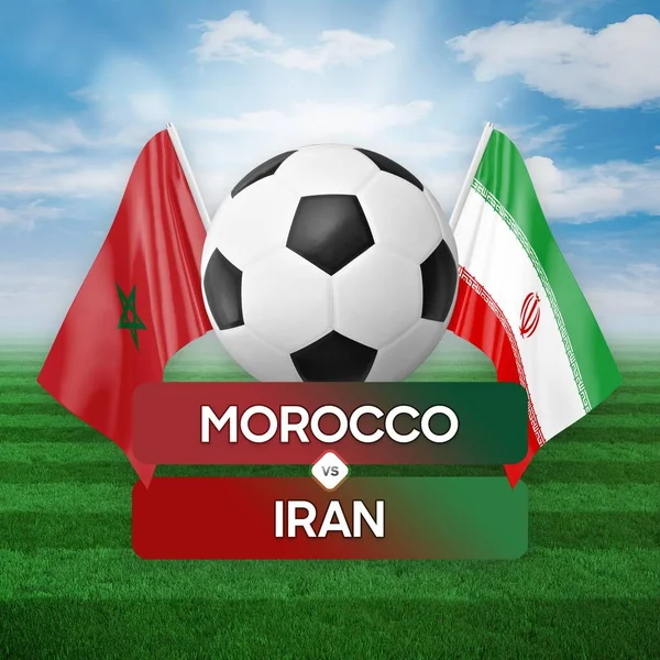 Morocco vs Iran national teams soccer football match competition concept.