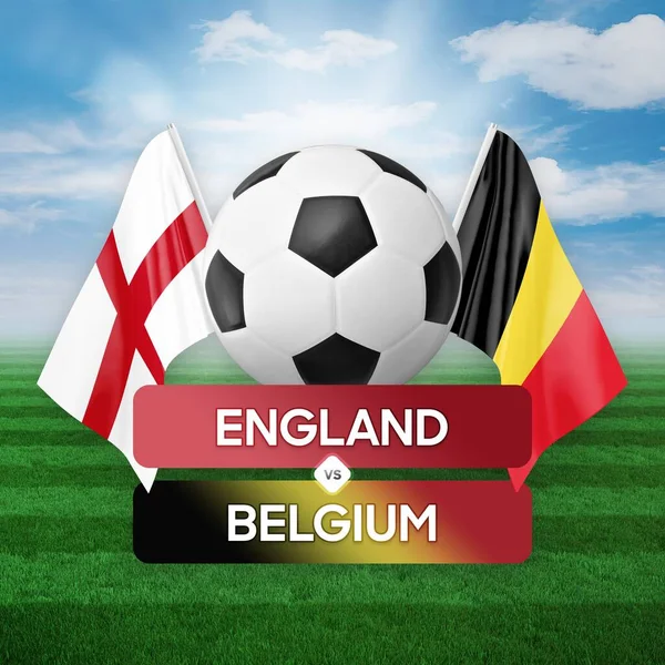 Stock image England vs Belgium national teams soccer football match competition concept.