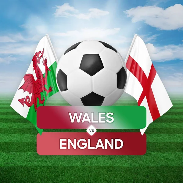 Wales Engeland Nationale Teams Voetbal Voetbalwedstrijd Concept — Stockfoto