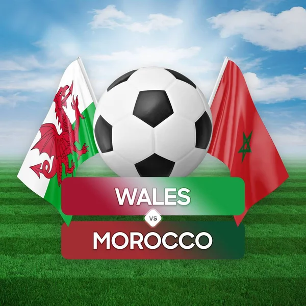 Wales Morocco National Teams Soccer Football Match Competition Concept — Stock Photo, Image