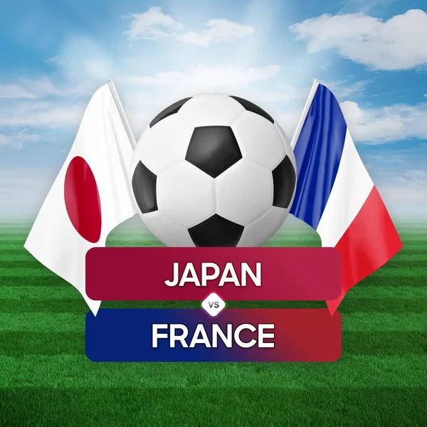 Japan vs France national teams soccer football match competition concept.