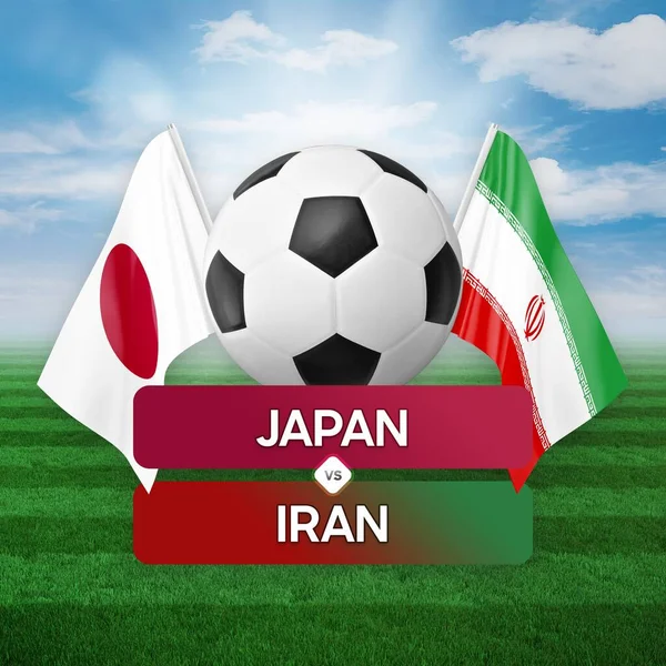 Japan vs Iran national teams soccer football match competition concept.