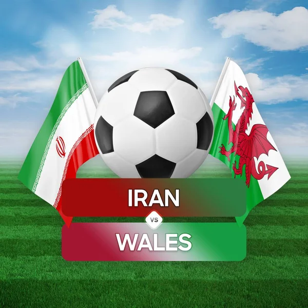 Iran vs wales national teams soccer football match competition concept.