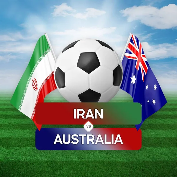 Iran vs Australia national teams soccer football match competition concept.