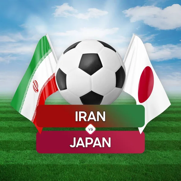 Iran vs Japan national teams soccer football match competition concept.