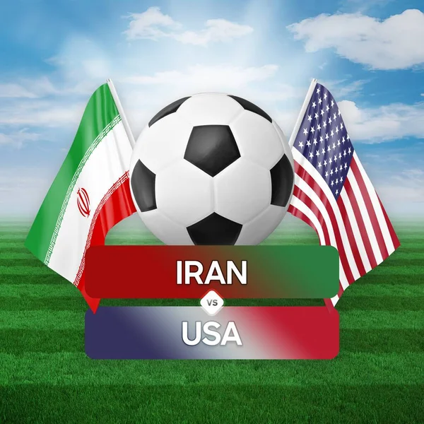 Iran vs USA national teams soccer football match competition concept.