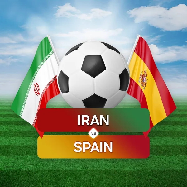 Iran vs Spain national teams soccer football match competition concept.