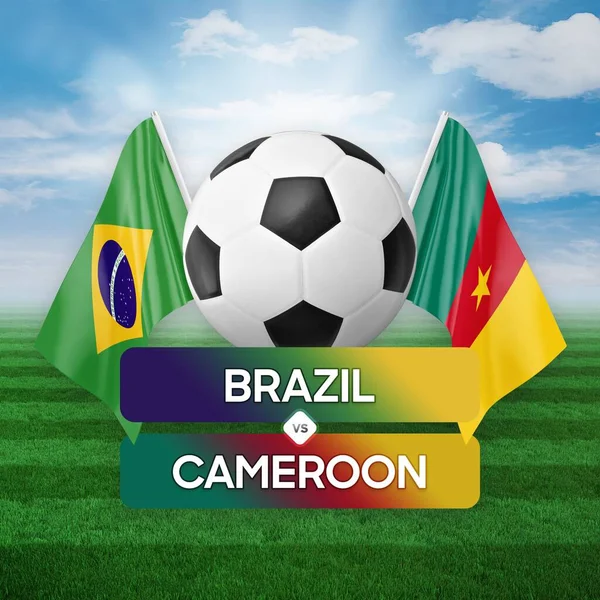 stock image Brazil vs Cameroon national teams soccer football match competition concept.