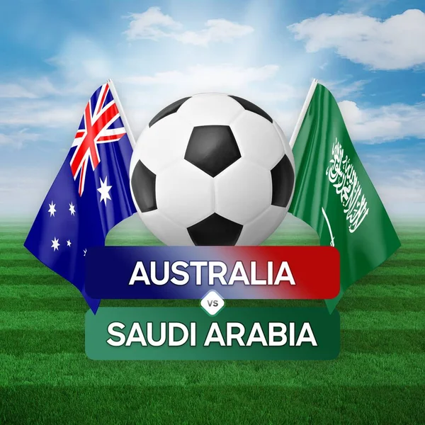 stock image Australia vs Saudi Arabia national teams soccer football match competition concept.