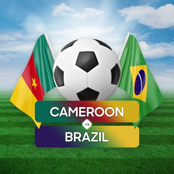 Stock image Cameroon vs Brazil national teams soccer football match competition concept.