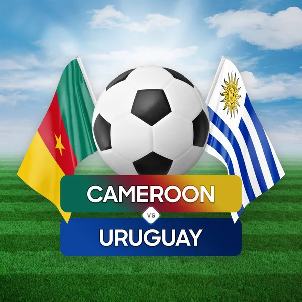 Kamerun, Uruguay milli takımlarına karşı futbol maçı konsepti.