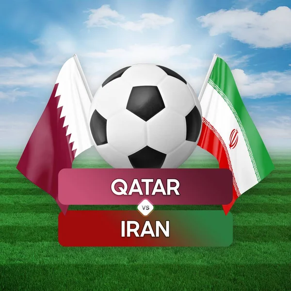 Qatar vs Iran national teams soccer football match competition concept.