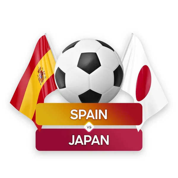 Іспанія Проти Японії Концепція Футбольного Змагання Футболу — стокове фото