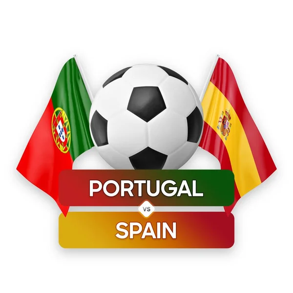 葡萄牙对西班牙国家足球队足球比赛概念 — 图库照片