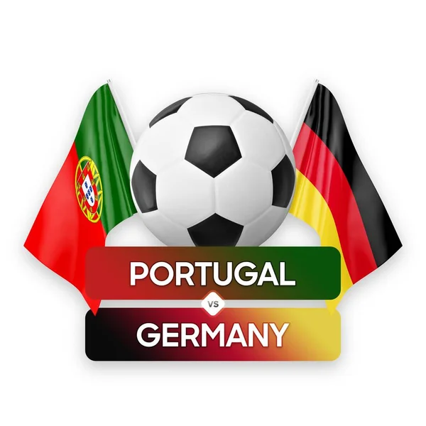 Portekiz Almanya Karşı Milli Takımlar Futbol Maçı Konsepti — Stok fotoğraf