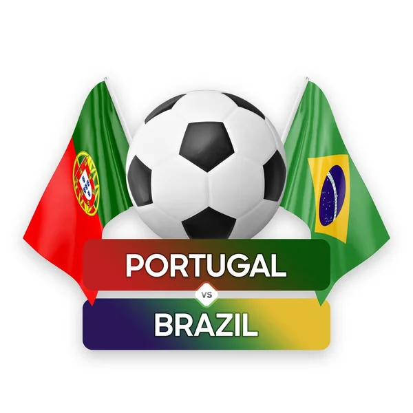 Portugalsko Brazílie Národní Týmy Fotbalový Zápas Soutěžní Koncept — Stock fotografie