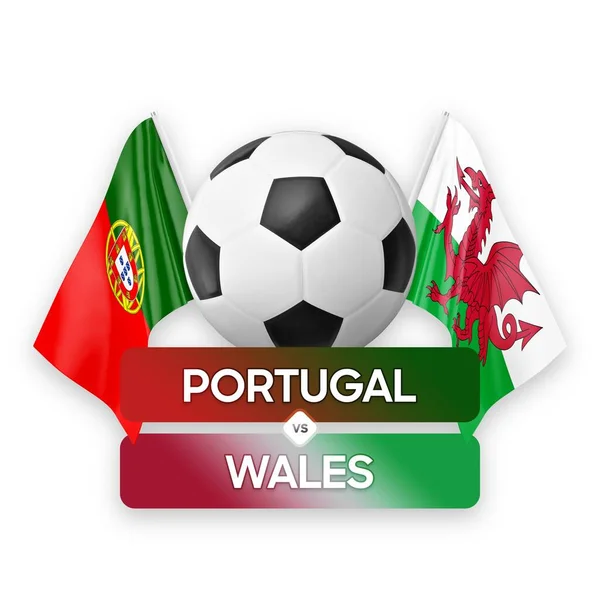 Portugalsko Wales Národní Týmy Fotbalový Zápas Soutěžní Koncept — Stock fotografie