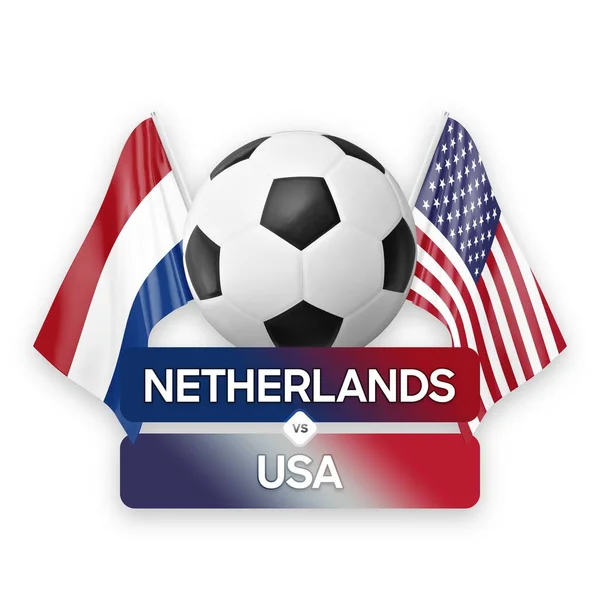 荷兰对美国国家足球队足球比赛概念 — 图库照片