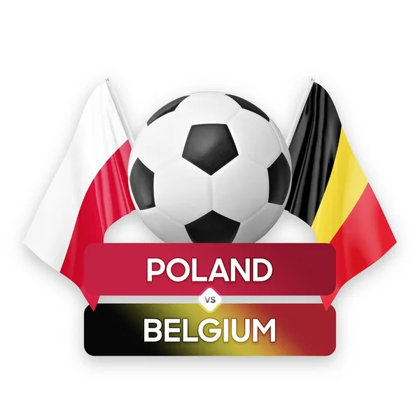 Polonya Belçika Milli Takımlarına Karşı Futbol Maçı Konsepti — Stok fotoğraf