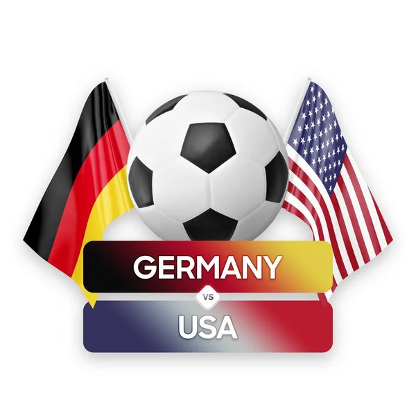 Γερμανία Εναντίον Ηπα Εθνικές Ομάδες Ποδοσφαίρου Ποδόσφαιρο Αγώνα Έννοια Του — Φωτογραφία Αρχείου