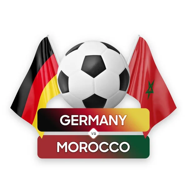 Γερμανία Εναντίον Μαρόκου Εθνικές Ομάδες Ποδοσφαίρου Αγώνα Έννοια Του Διαγωνισμού — Φωτογραφία Αρχείου