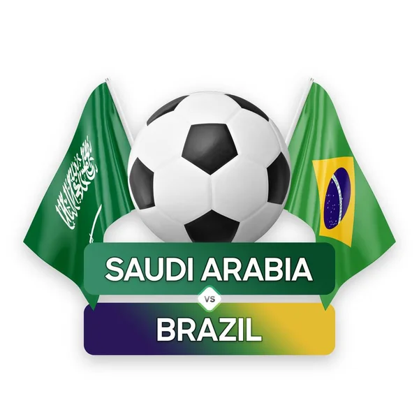 Konzept Für Fußballwettkämpfe Zwischen Den Nationalmannschaften Saudi Arabiens Und Brasiliens — Stockfoto